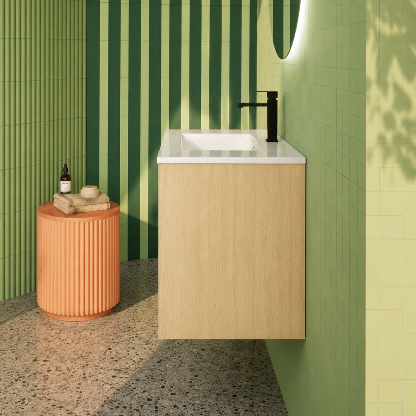 24" Wall-Mounted Bathroom Vanity with Sink - Light Oak
