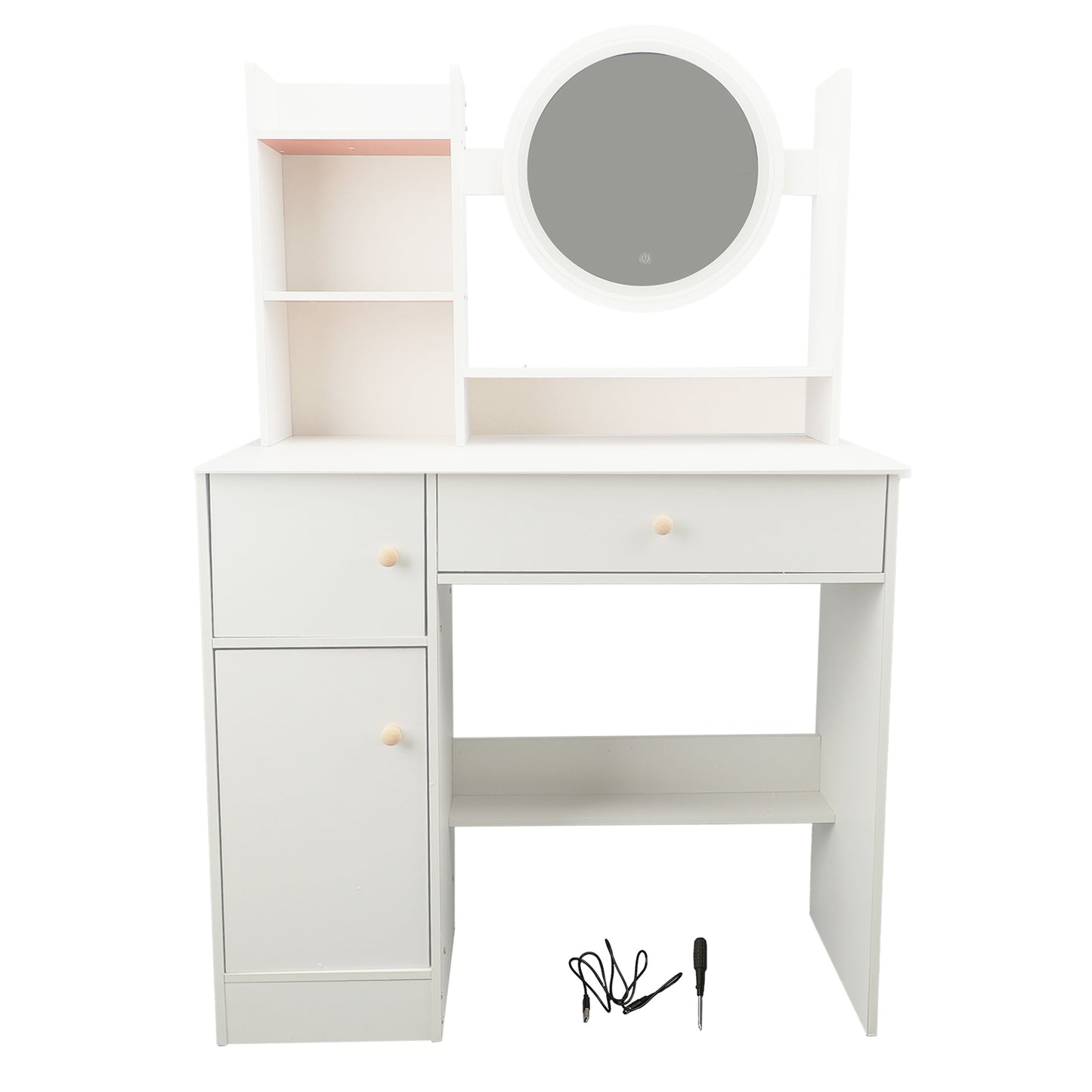 Lighted Makeup Vanity Desk with Mirror and Storage Drawers
