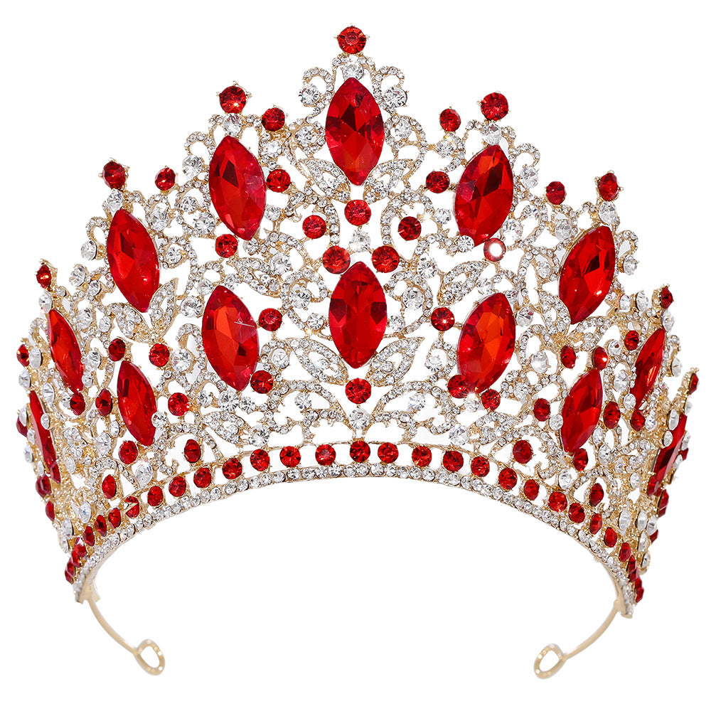 Elegant Bridal Crown Headpiece with Diamond-Accented Alloy Design - Multiple Colors