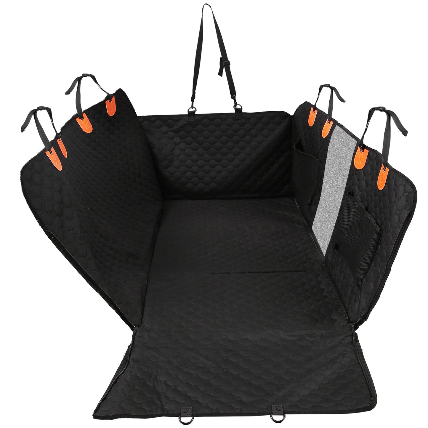 Waterproof Dog Car Seat Cover with Mesh Window & Storage Bags - Universal Fit
