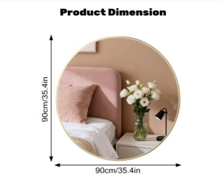 Gold Round Wall Mirror - 36 Inch Bathroom & Entryway Decor