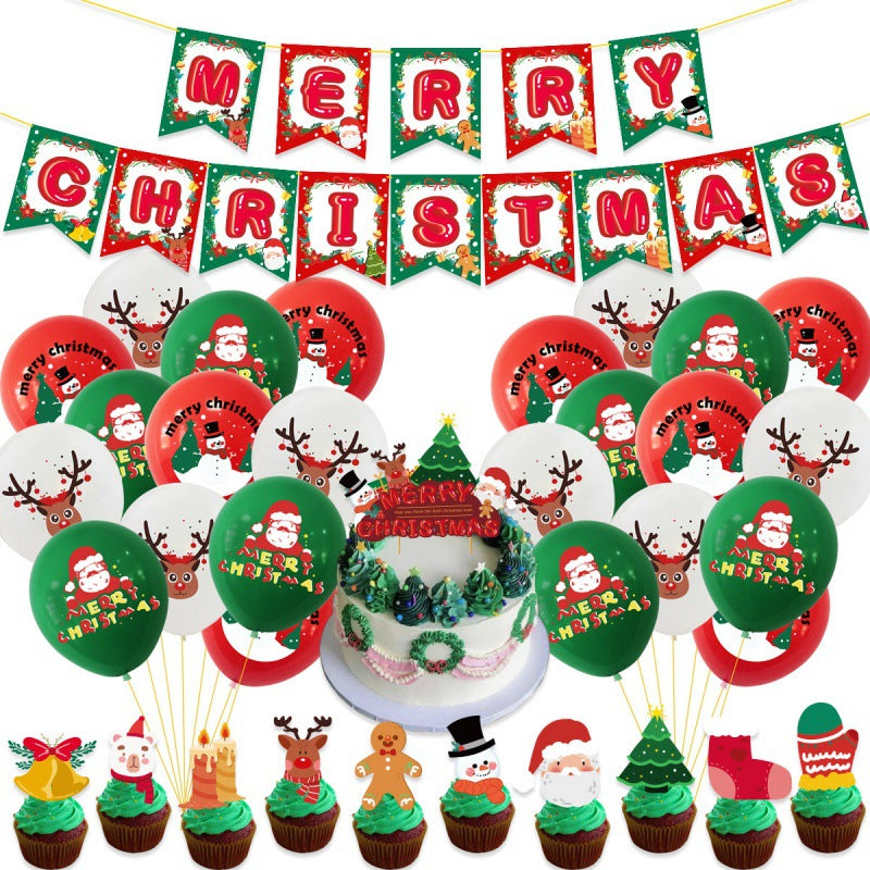 Christmas Latex Balloon Elk Santa Decoration Set - 12 Inch Holiday Party Balloons