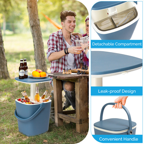 4 Gallon Portable Outdoor Cooler Table with Lid & Bottle Opener