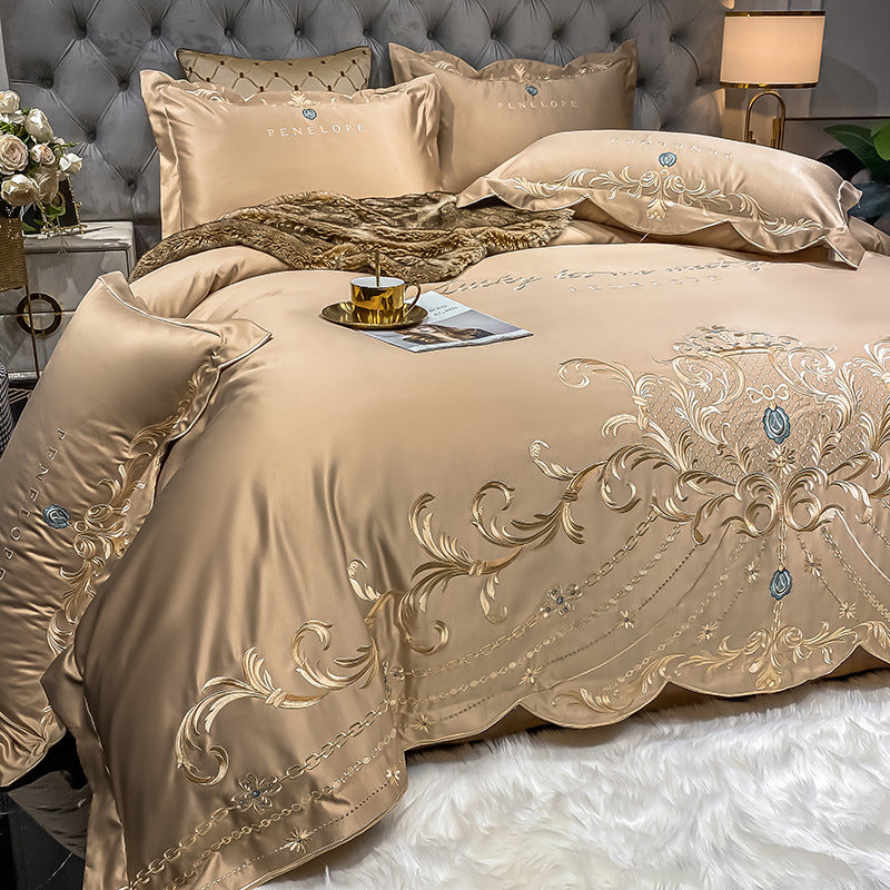 Four-Piece Cotton Ice Silk Bed Sheet Set - Bedding Comfort & Style