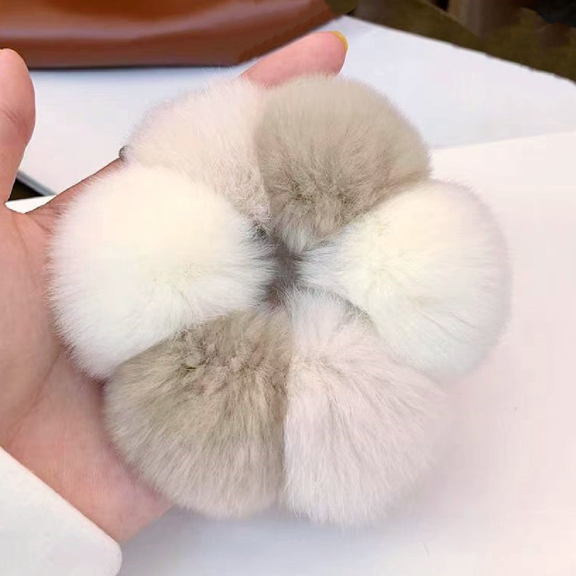 Plush Hair Ring with Rabbit Hair - Multiple Colors