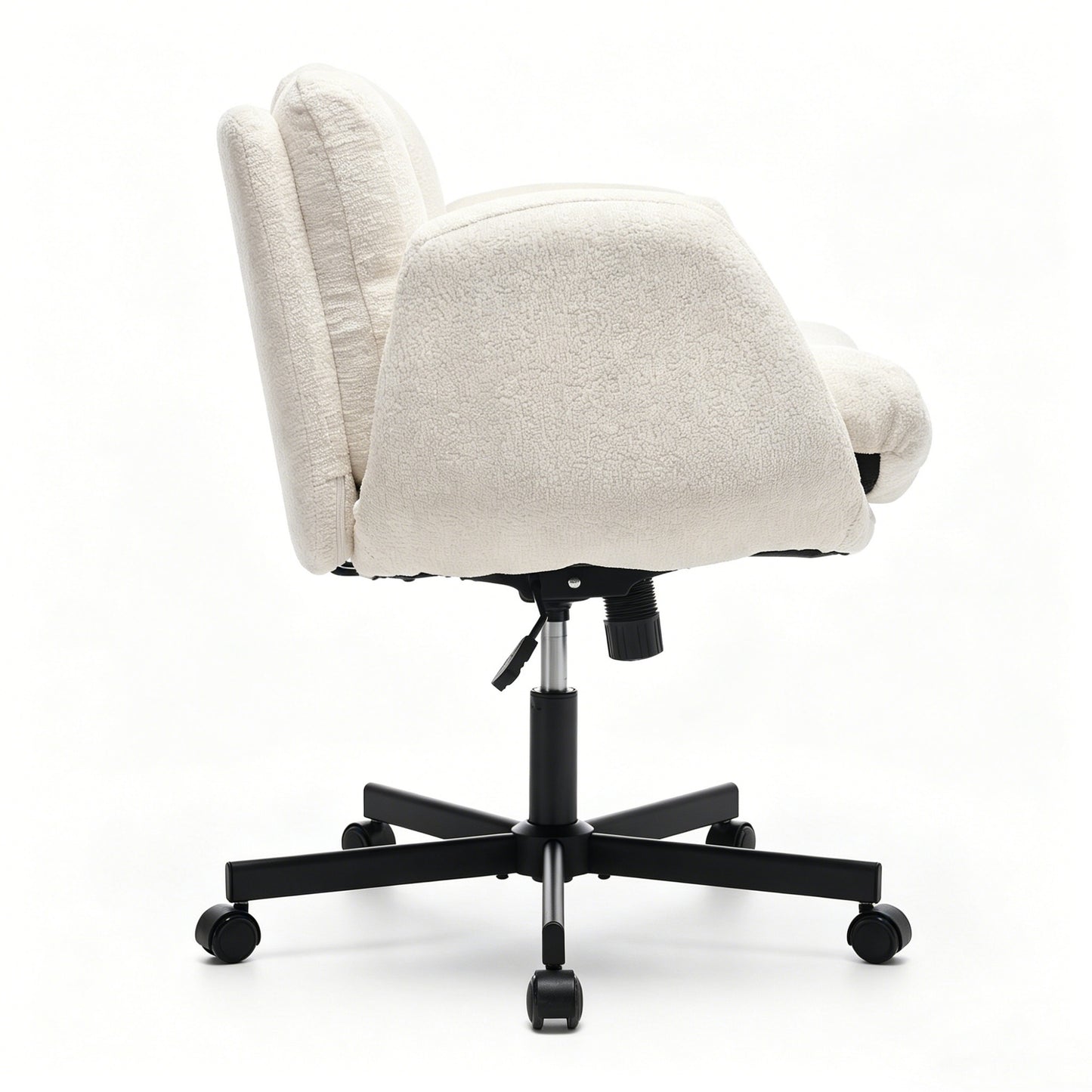 Chenille Swivel Office Chair - Height Adjustable with Armrests - Beige
