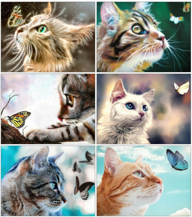 Diamond Painting Cross Stitch Kit for Home Decor - Butterfly Animal Design
