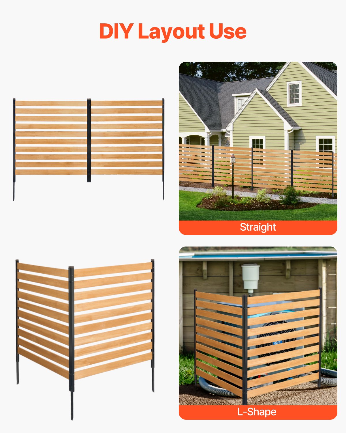 Wood Privacy Fence Panels - 38" W x 42" L Outdoor Air Conditioner Cover