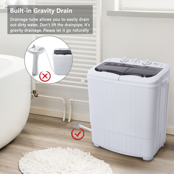 14.3lb Semi-Automatic Gray Washing Machine with Cover - Home Appliance