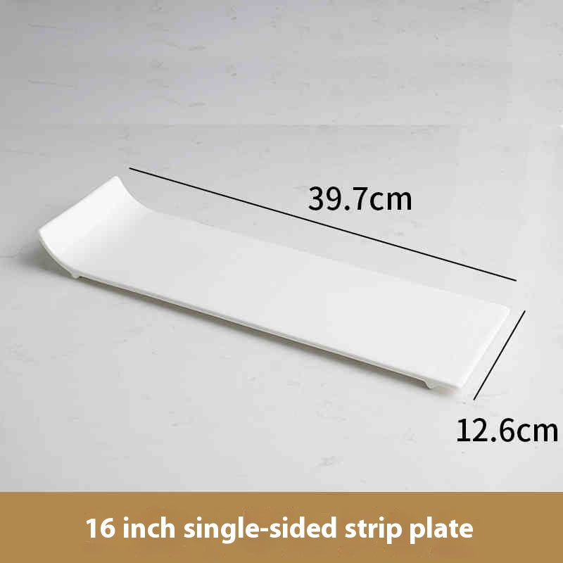 White Ceramic Rectangular Sushi Plate - Flat Dinnerware in Multiple Sizes
