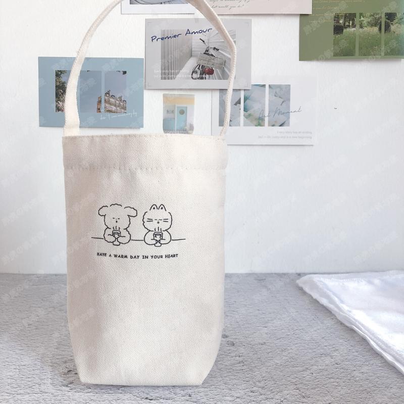 Eco-Friendly Canvas Tote Bag with Universal Cup Set - Multiple Styles