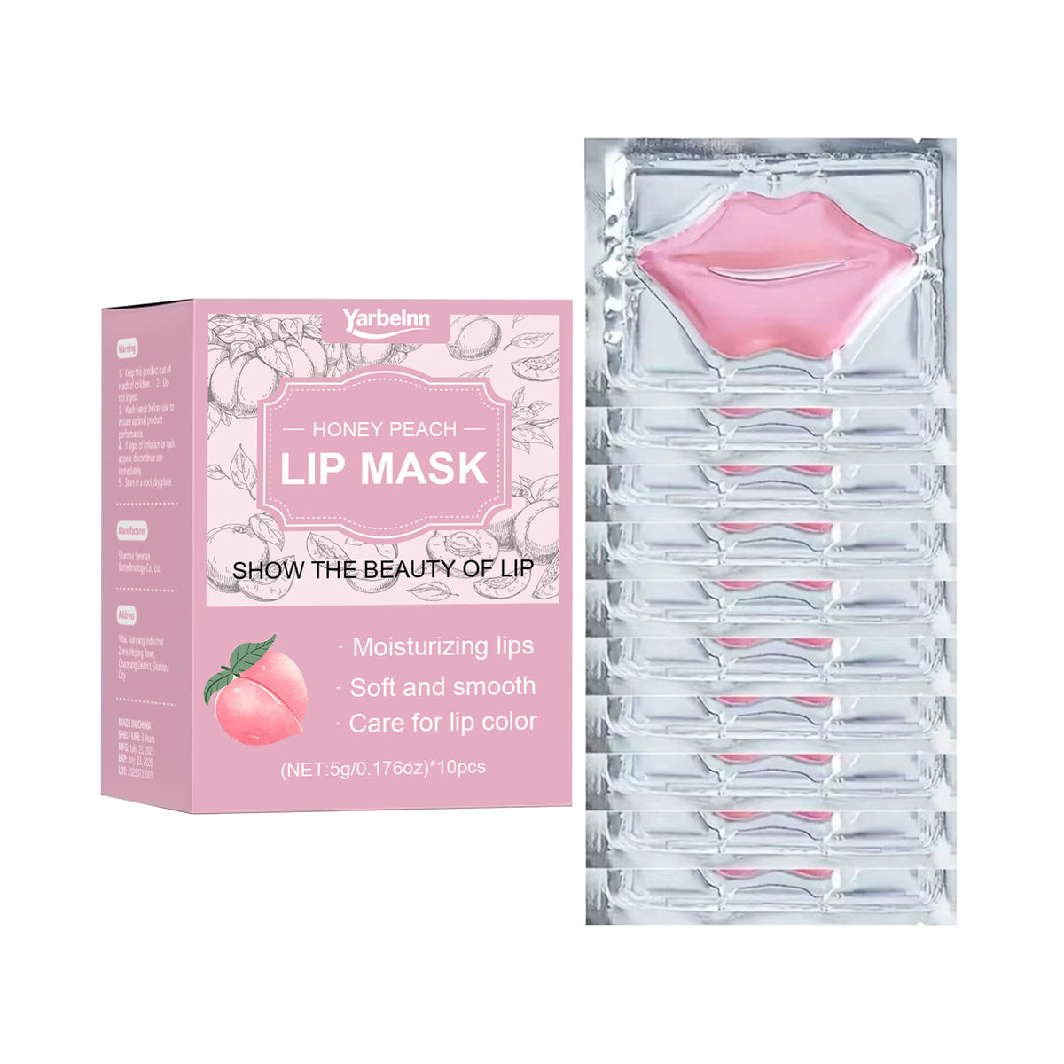 Collagen Lip Mask Set - Moisturizing, Exfoliating & Brightening Peach Lip Treatment