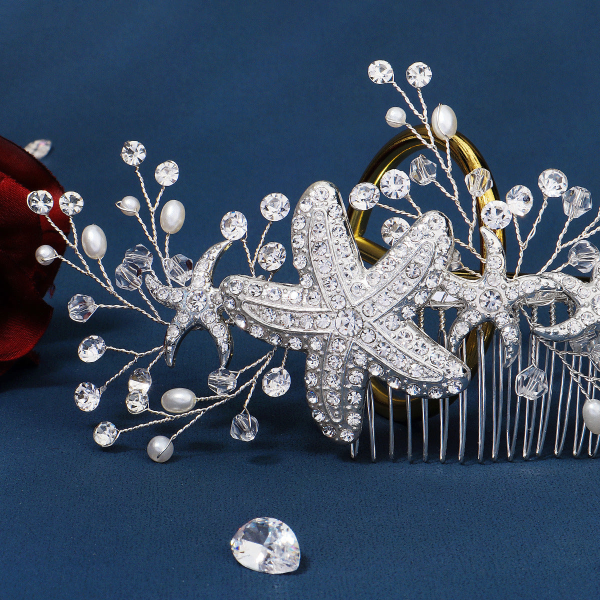 Silver Bridal Hair Headdress - Wedding Headwear