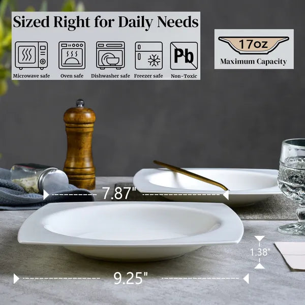 Square Salad Plate Set for 6 - Elegant Ceramic Dinnerware