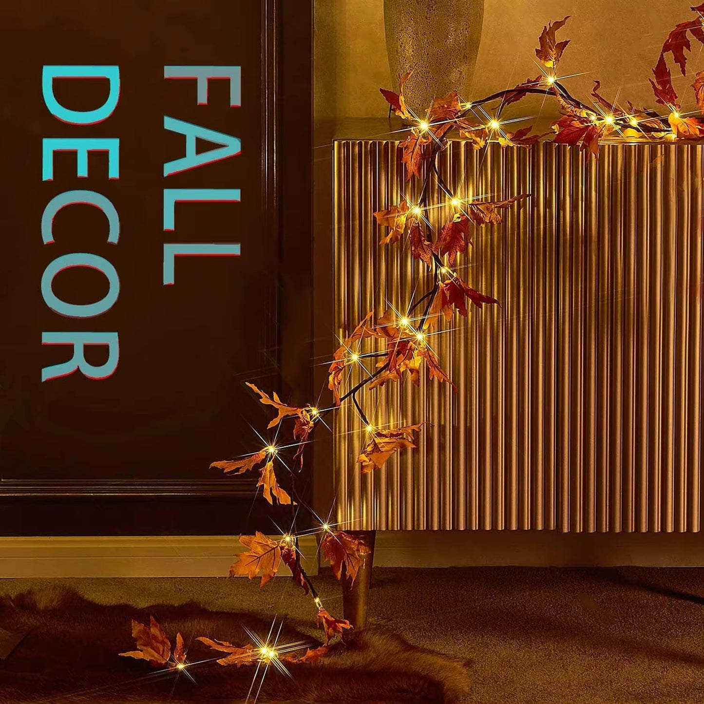 Maple Leaf LED Tree Branch String Lights with Remote - Indoor Wall Decor, 138LED & 8 Modes