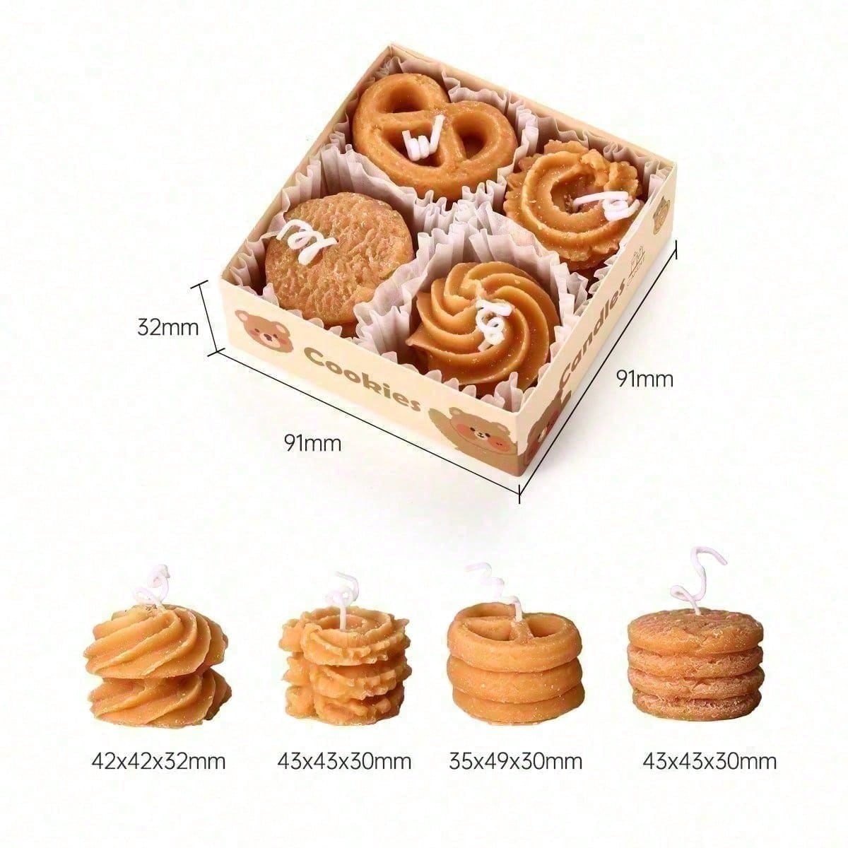 Cookie Shape Scented Candle Set - 4PCS Coffee Milk Aroma