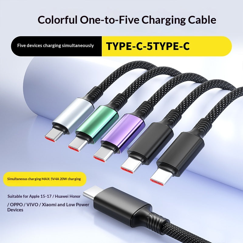Fast Charging USB-C Data Cable with LED Light Multi-Color 1-2 Meters