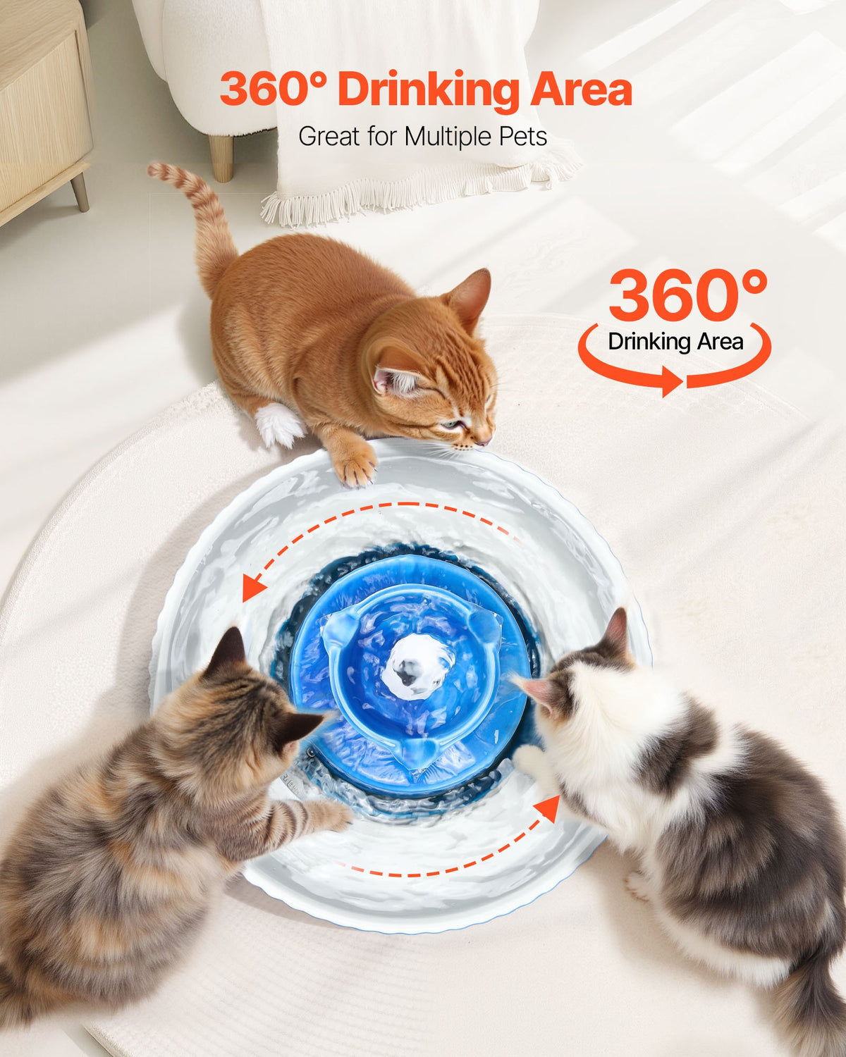 Ceramic Pet Water Fountain 2.1L Blue Cat & Dog Drinking Dispenser