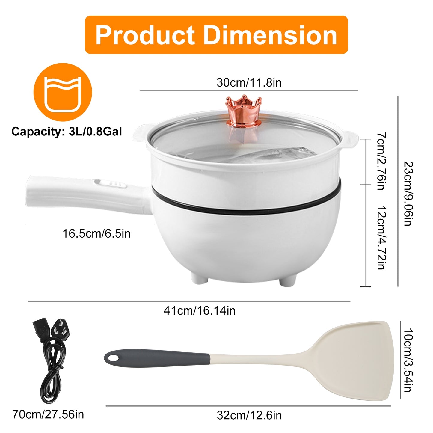 Electric Hot Pot with Steamer - Portable Non-Stick Cooker