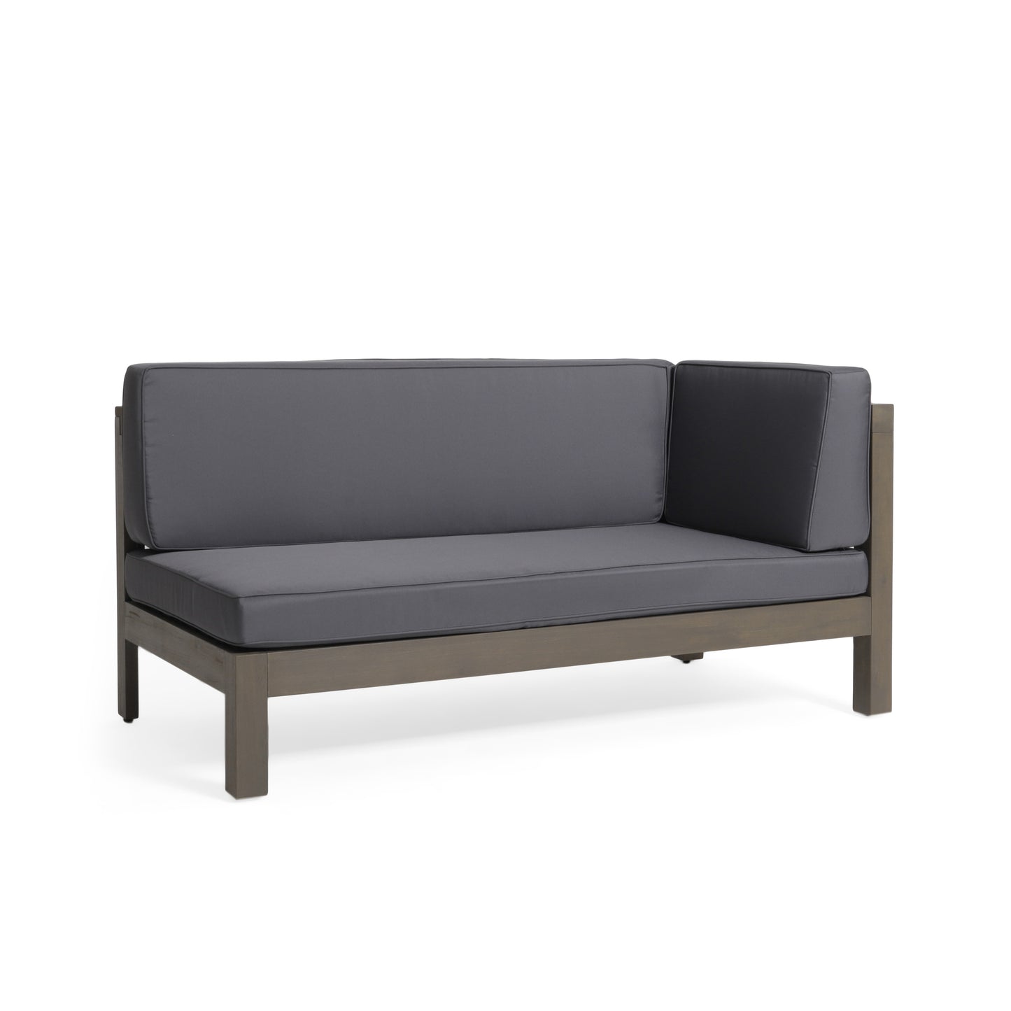 Acacia Wood Corner Bench with Coffee Table - Dark Grey