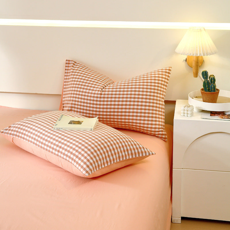 Washed Cotton Pillowcase Set - Double Piece Japanese Style Home Textiles