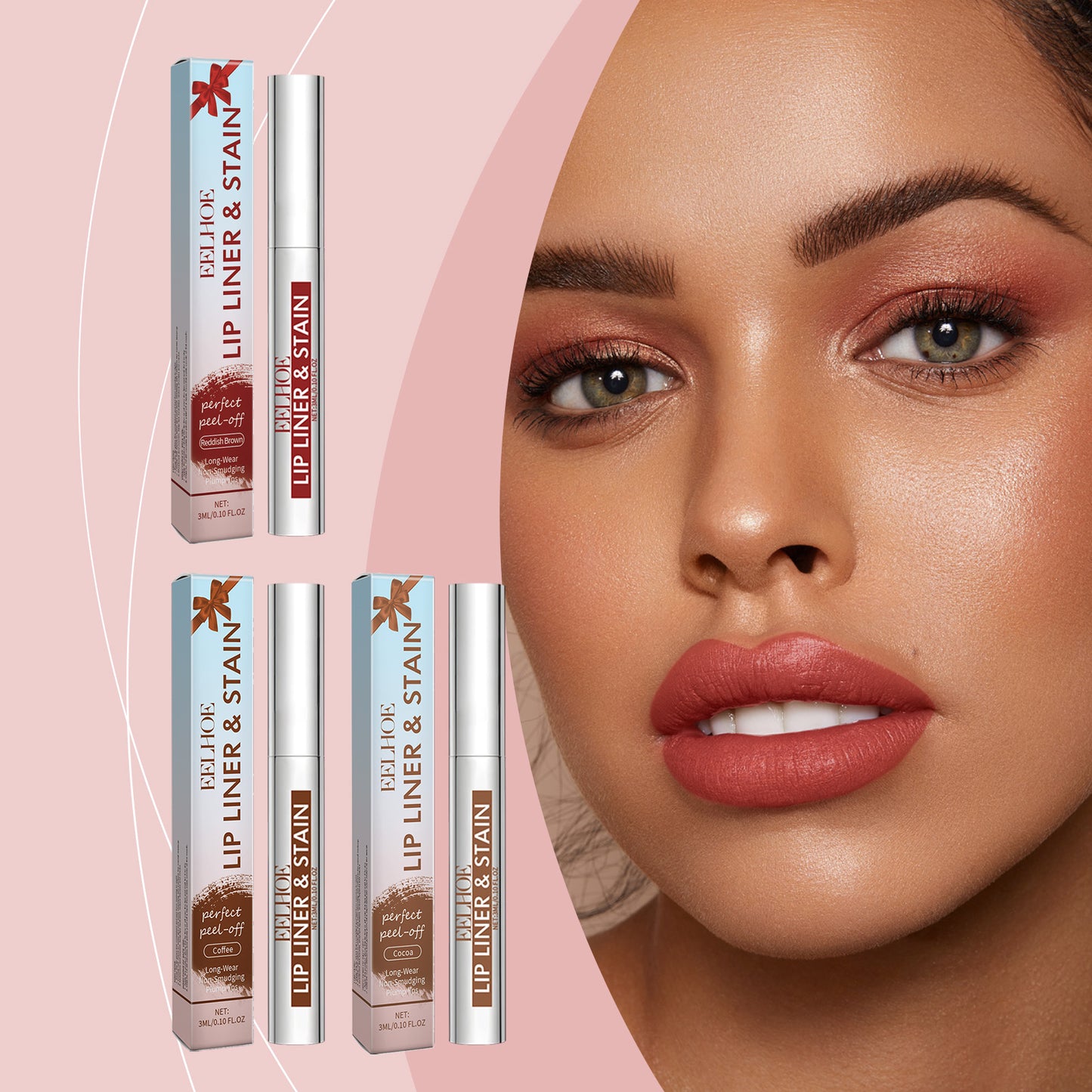 Peel-Off Lip Gloss Set Red Brown 3ml - Makeup Lip Color