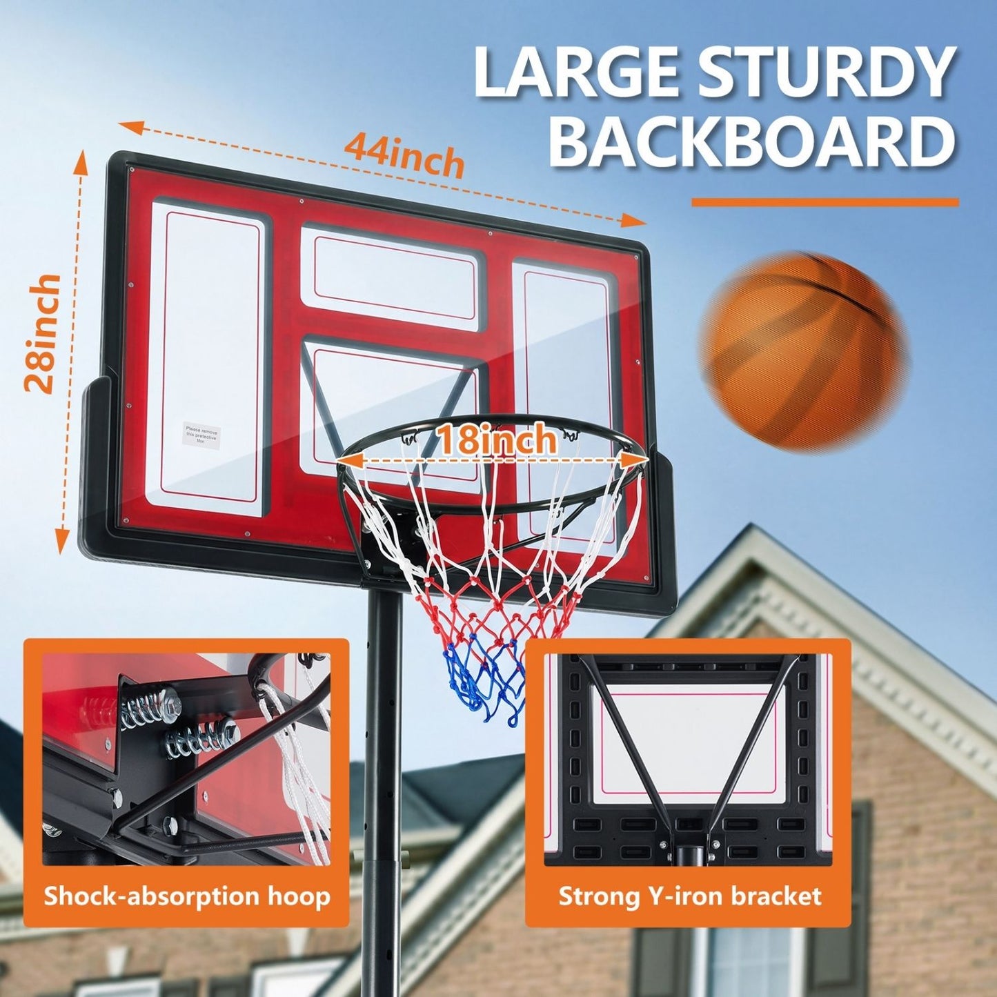 Portable Adjustable Basketball Hoop for Kids & Adults Indoor Outdoor Training Stand