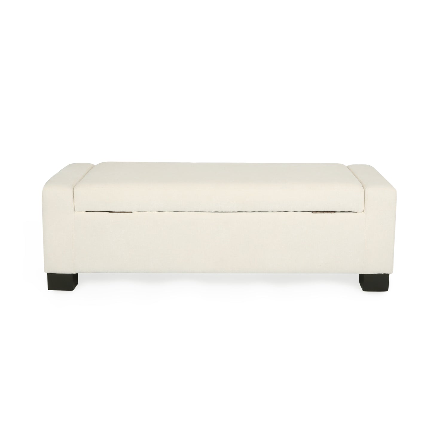 50-Inch White Storage Ottoman with Hinged Lid for Living Room & Bedroom