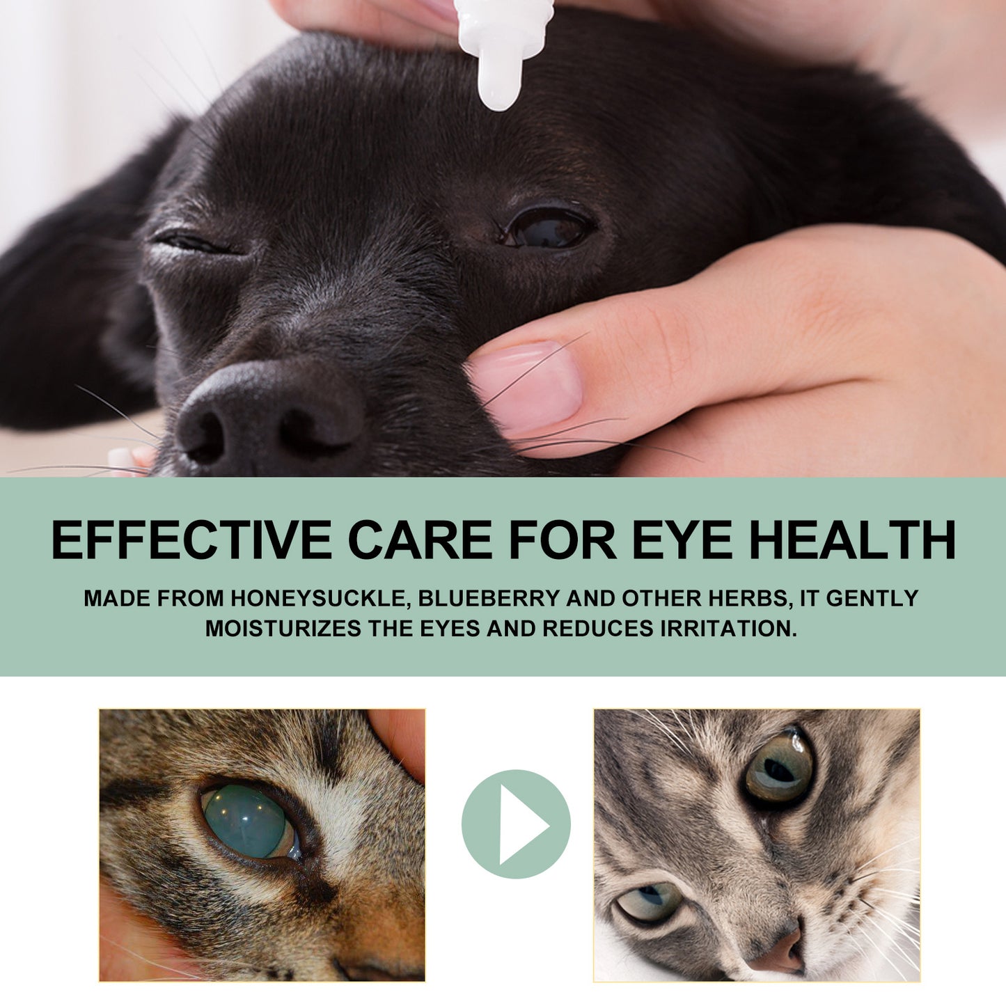 Pet Eye Drops for Dogs & Cats - Gentle Tear Stain & Eye Cleaner 100ml