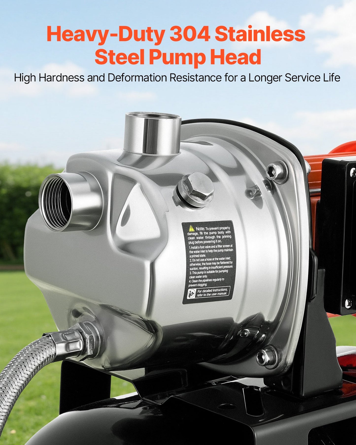 Shallow Well Pump with Pressure Tank - 120V, Stainless Steel, 1000 GPH, Garden Irrigation System