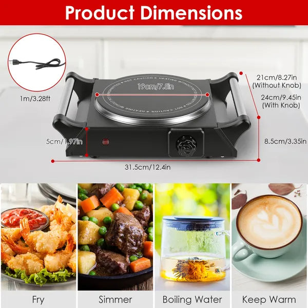 Portable Electric Single Burner Hot Plate with 5 Temperature Settings