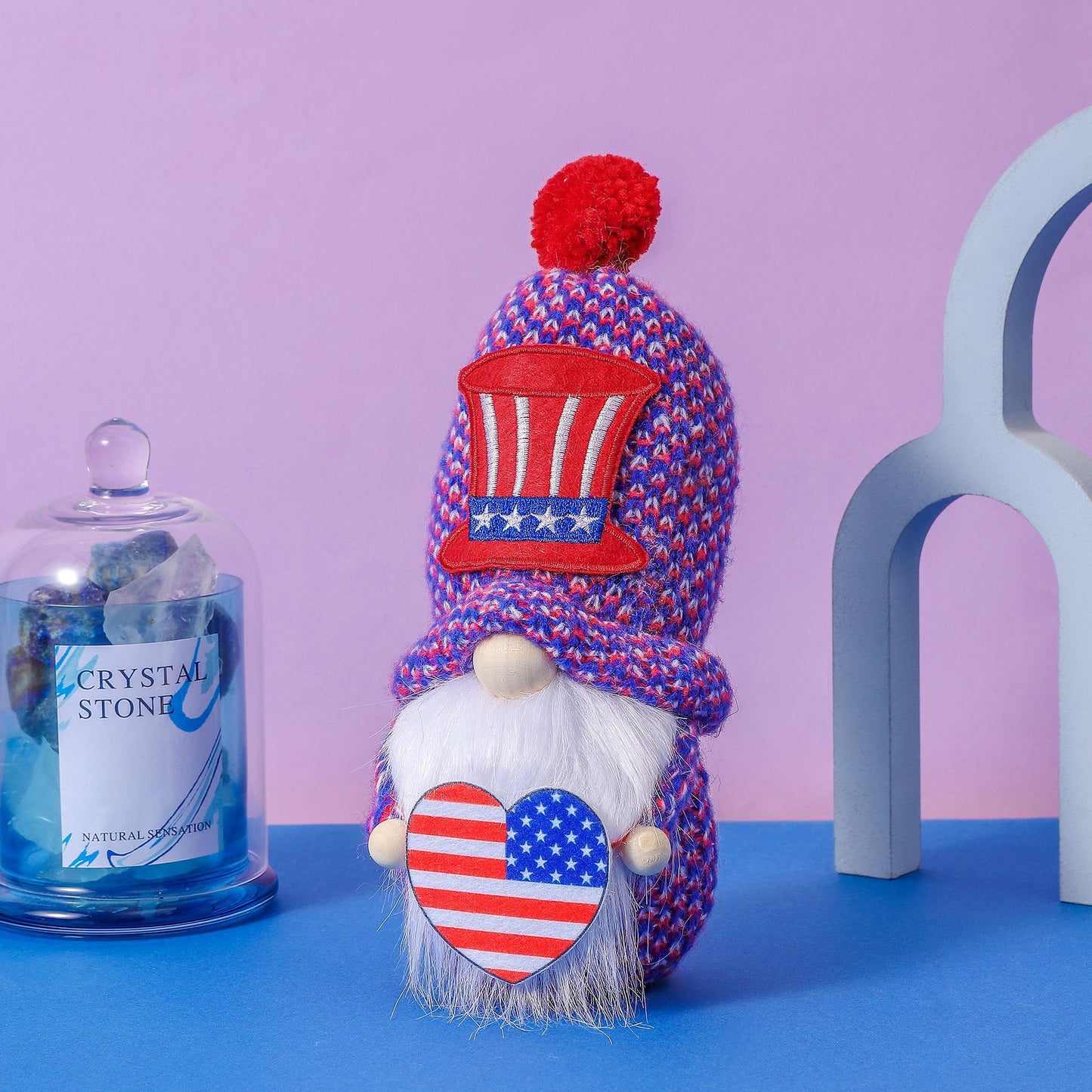 Festive Knitted Hat Doll Ornament for Independence Day Decor - Faceless Rudolf Doll