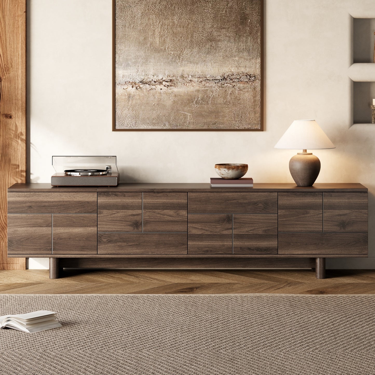 Modern 78-Inch TV Stand for TVs up to 85" - Dark Brown