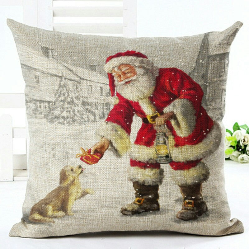 Christmas Santa Claus Pillowcase Cushion Cover - Festive Home Decor 45x45cm