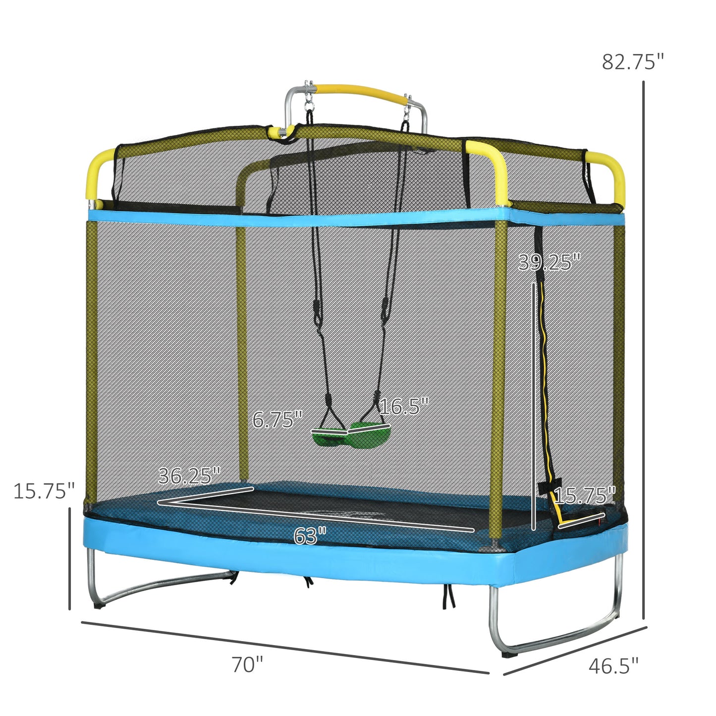 3-in-1 Kids Trampoline with Enclosure - Light Blue