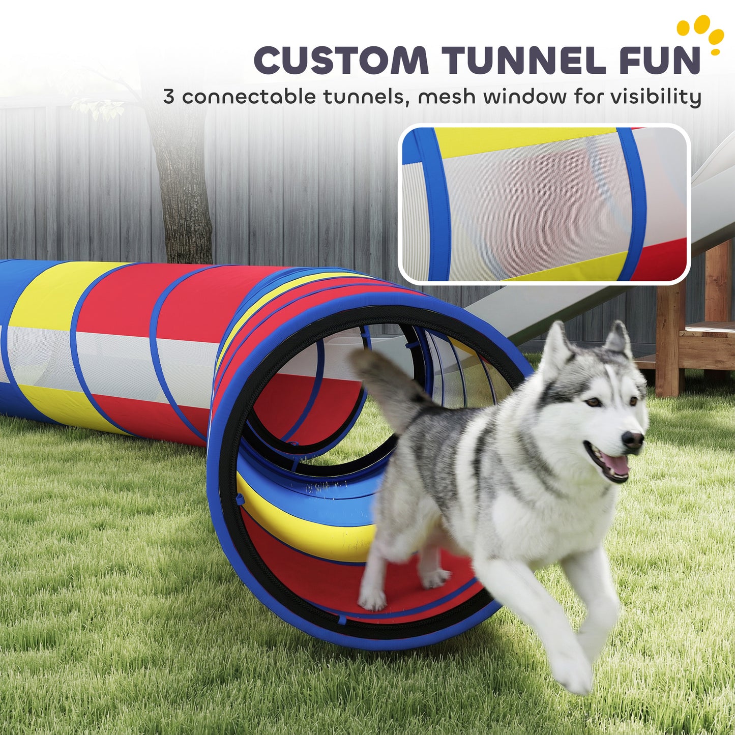 Dog Agility Training Equipment Set with Adjustable Hurdle, Ring & Tunnels - 12 Pieces