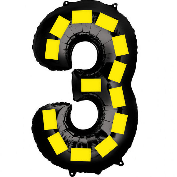 Oversized Number Balloon Set 40 Inch Black Yellow Dotted Party Decor