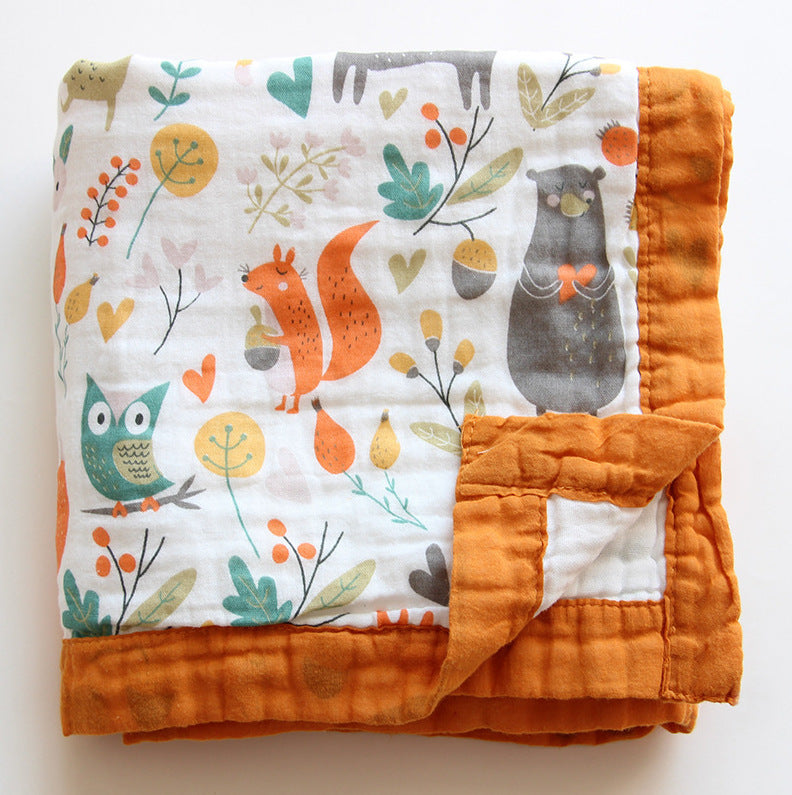 Children's Cartoon Bath Towel Six-Layer Gauze Quilt Blanket - Super Soft & Antibacterial