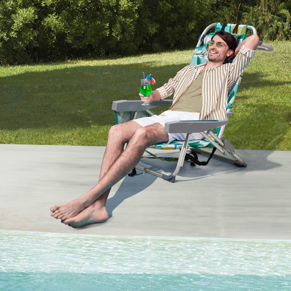 Folding Beach Chair with Lemon Pattern - Lightweight Aluminum Frame