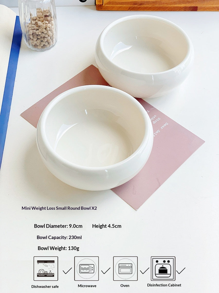Korean-Style Ceramic Rice Bowl Set - Small Round Dining Bowls for Kitchen