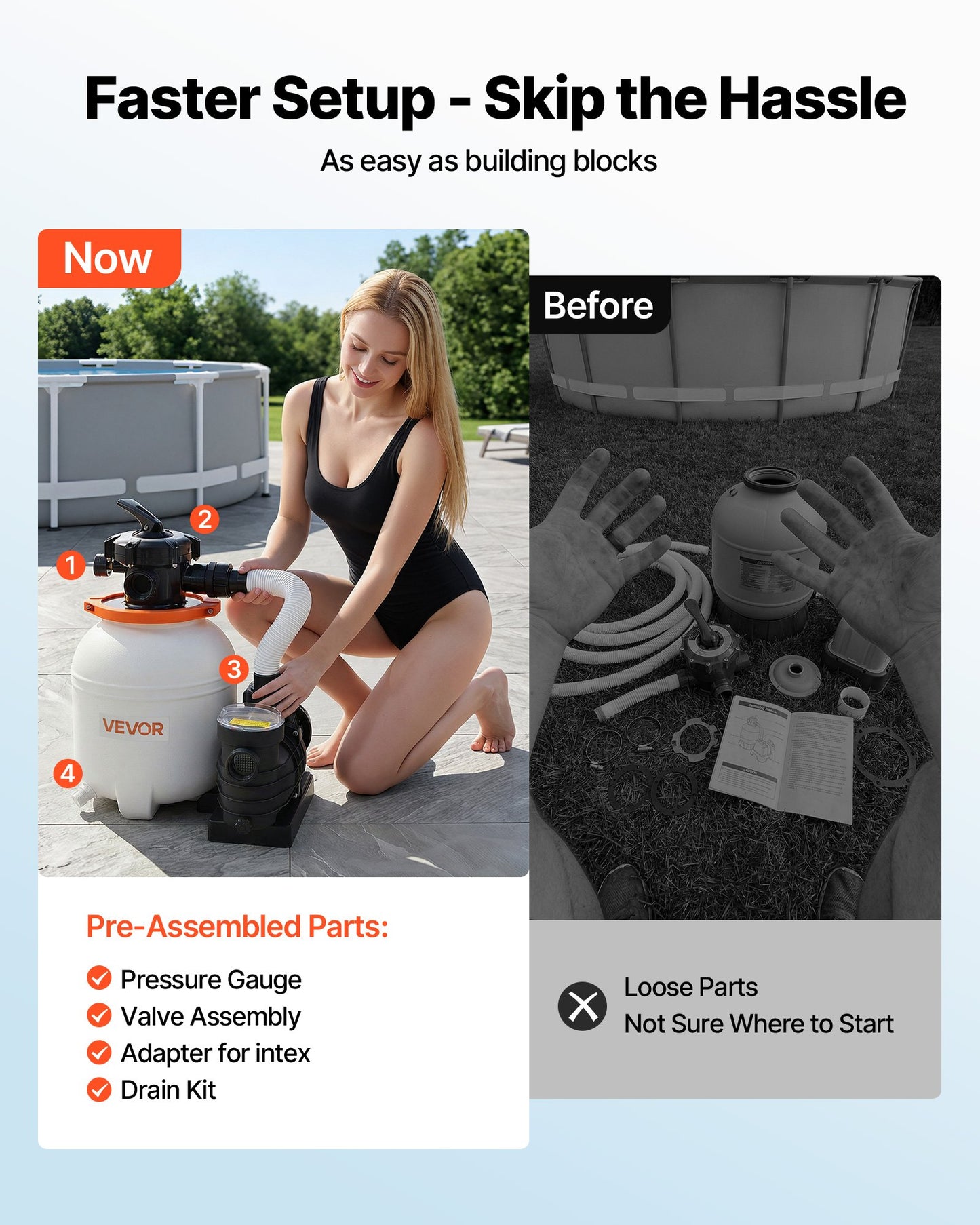13 Inch Above Ground Pool Sand Filter Pump 0.75 HP 3500 GPH Leak-Resistant Design