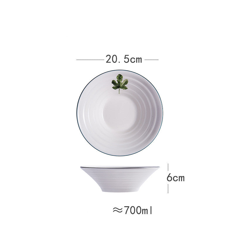 Japanese-Style Ceramic Noodle Soup Bowl with Trumpet Hat Design - 8 Inches