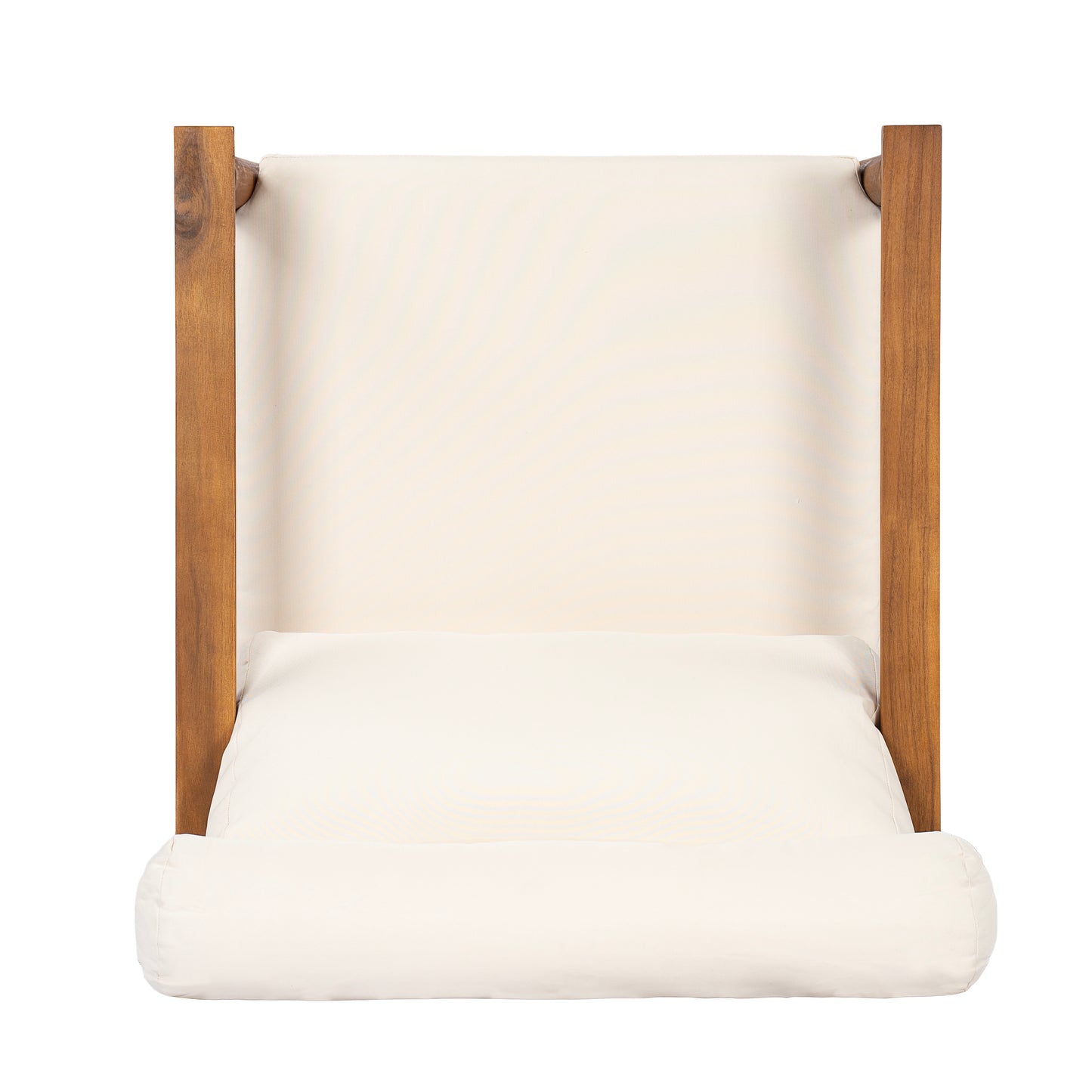 28" Acacia Wood Outdoor Lounge Chair with Thick Cushions - Teak & Beige