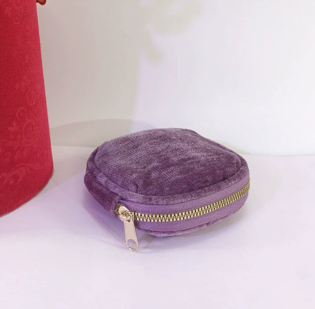 Thickened Velvet Jewelry Pouch & Accessory Storage Box - Multi-Functional Round or Long Design