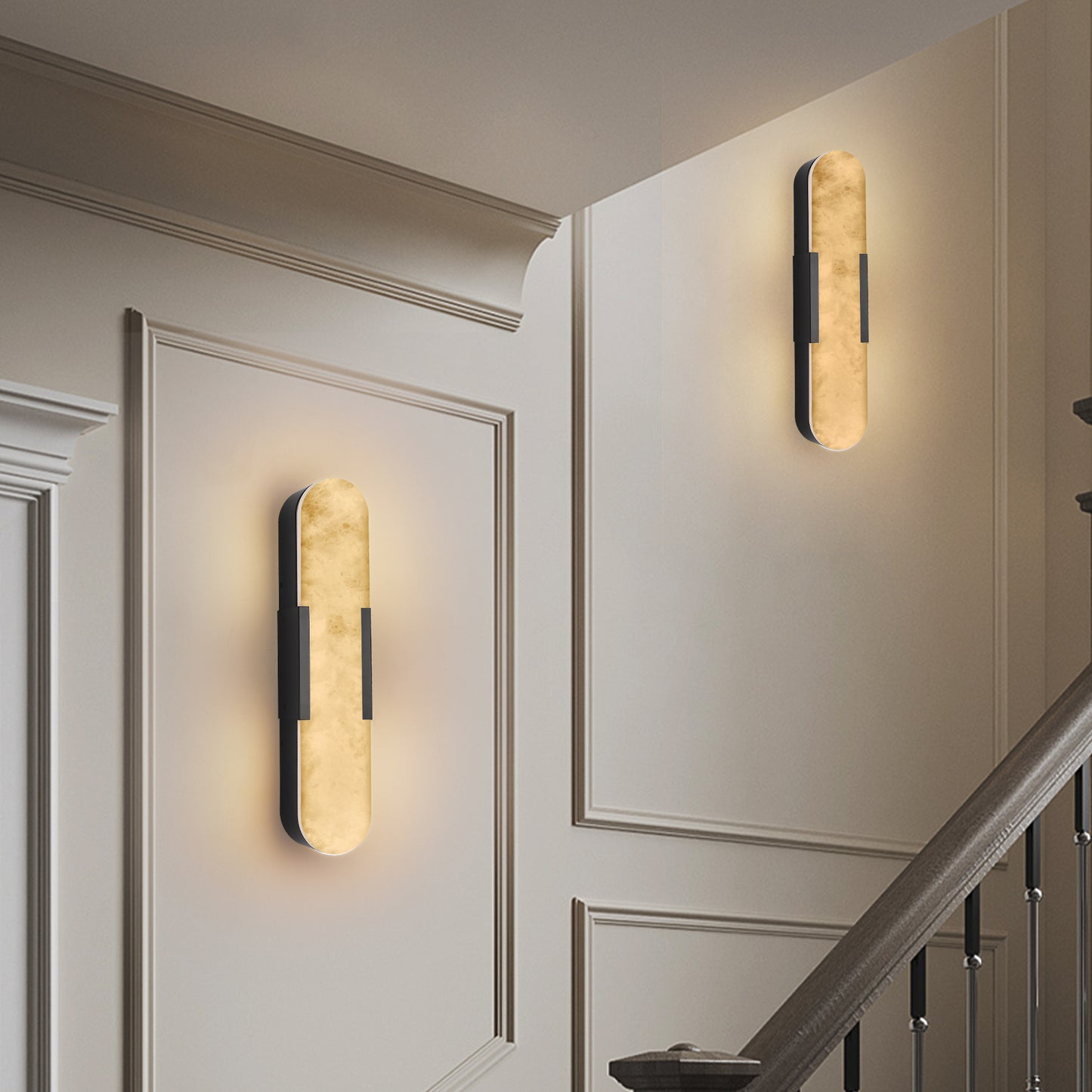 Modern Black Marble Wall Sconce Set - 19.7in Indoor Lighting