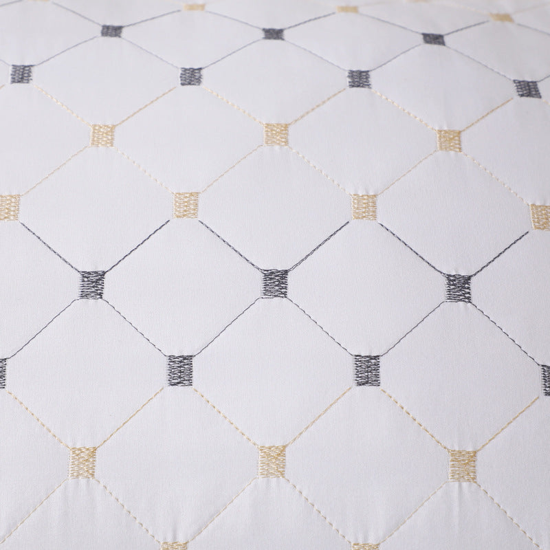Non-Collapse High & Low Pillow Set - White Plaid Bedding with Multiple Weights