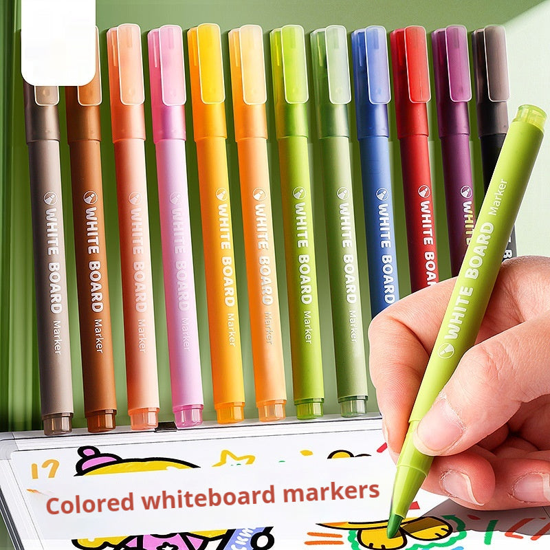 12-Color Erasable Whiteboard Markers Set for Office & Kids Drawing