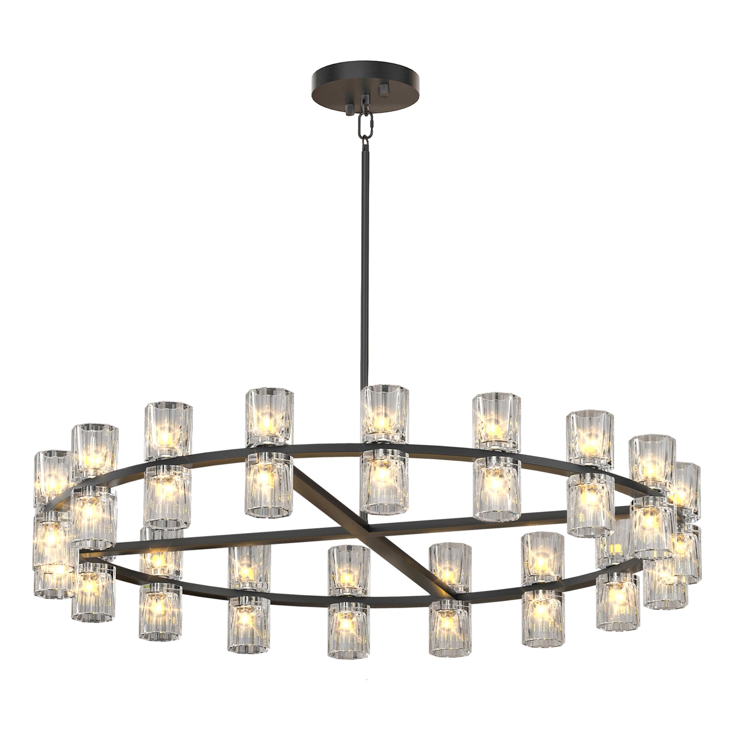 36-Inch Crystal Chandelier - Modern LED Decorative Lighting