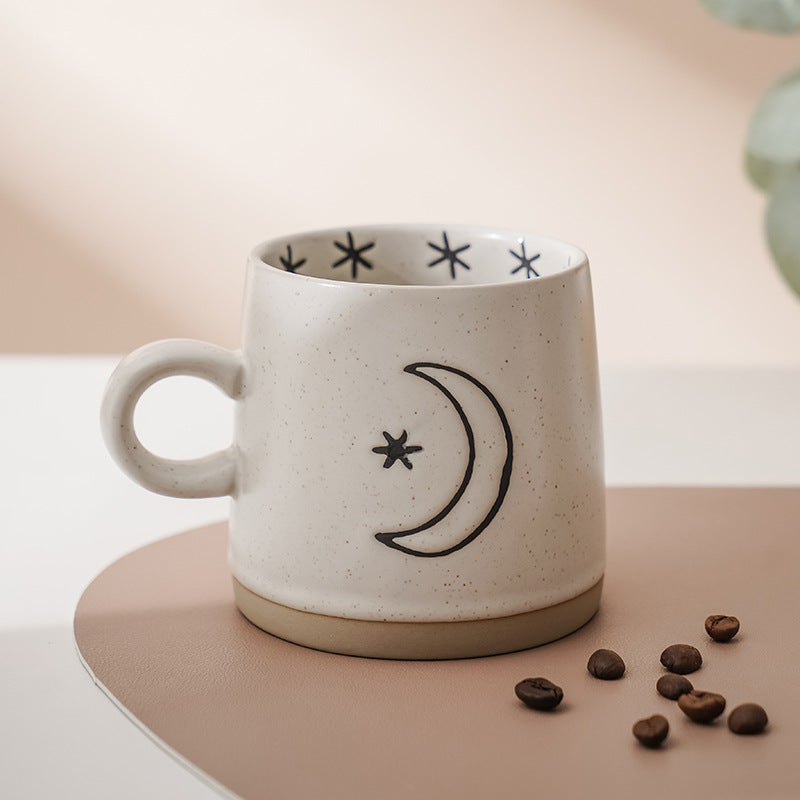 Small Blue Flower Stoneware Coffee Cup - Multiple Styles 360ml