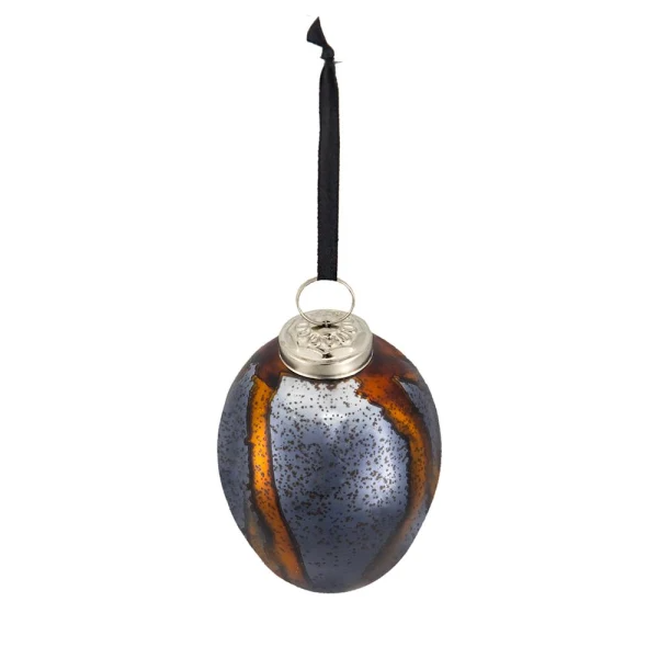 Set of 6 Black & Gold Egg Christmas Ornament Balls - 4"